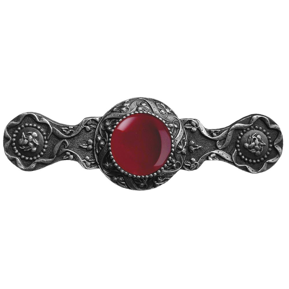 Notting Hill NHP-624-AP-RC Victorian Jewel Pull Antique Pewter/Red Carnelian